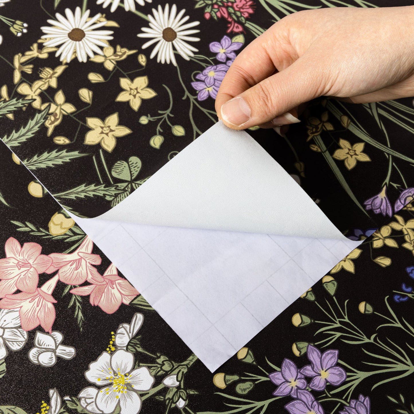 Abyssaly 17.7" x 118" Peel and Stick Wallpaper Black Floral Wallpaper Wall Stick Removable Wallpaper