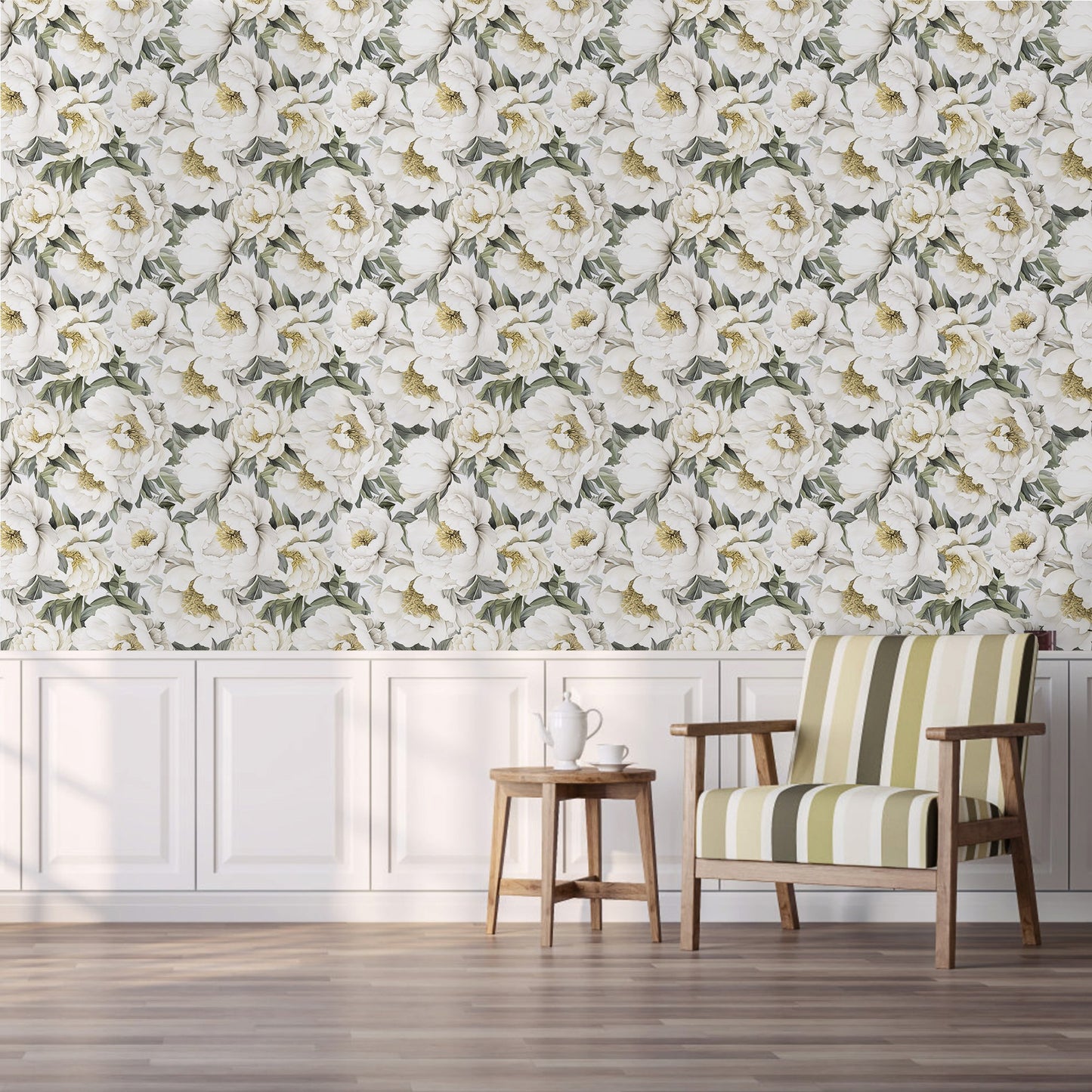 Abyssaly Beige Floral Contact Wallpaper 17.7 in x 236 in Peel and Stick Wallpaper Self-adhesive Removable Wall Paper for Home Decor Bedroom Livingroom Kitchen Wall Fabric and Furniture Renovation