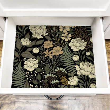 UMIGGEE Floral Wallpaper Peel and Stick Floral Black Wallpaper Self Adhesive Flower Wall Paper Contact Paper 17.7" x 118" Home Decor Wall Covering Old Furniture Renovation