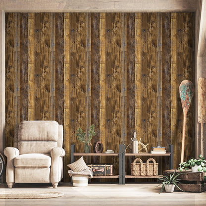 Abyssaly Wood Wallpaper 17.7" x 118" Shiplap Peel and Stick Wallpaper Rustic Wood Grain Contact Paper Removable Self Adhesive Vinyl Film Roll for Countertop Table Shelf