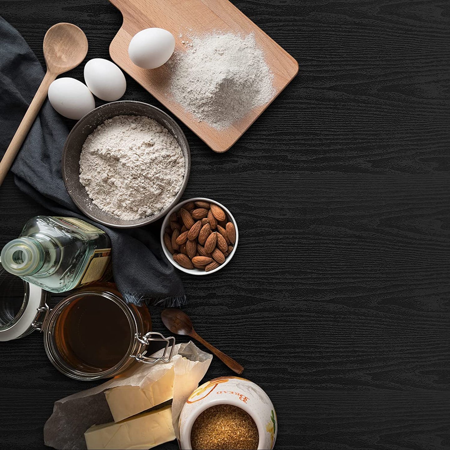 Abyssaly Black Wood Peel and Stick Wallpaper 17.7" x 78.7" Wood Grain Waterproof Wallpaper Vinyl for Kitchen Countertop Cabinets Drawer Furniture Wall Door Contact Paper