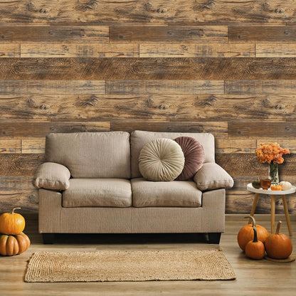 Abyssaly Wood Wallpaper 17.7" x 118" Shiplap Peel and Stick Wallpaper Rustic Wood Grain Contact Paper Removable Self Adhesive Vinyl Film Roll for Countertop Table Shelf