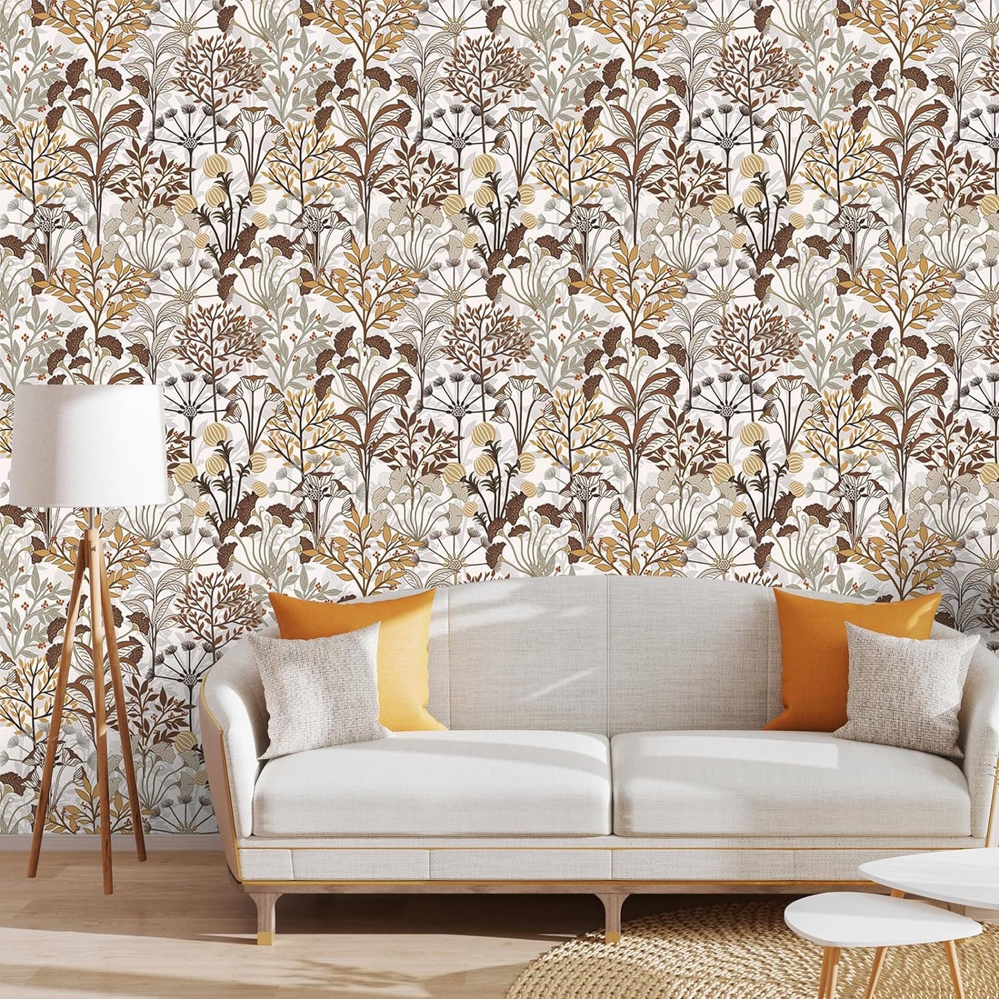 Abyssaly Floral Peel and Stick Wallpaper Removable Leaves Wallpaper 17.7"×118" Self-Adhesive Wall Paper Vinly Waterproof