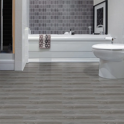 Lxcreat 40 PCS Peel and Stick Floor Tile Plank, Gray Wood Grain Look, Self Adhesive Vinyl Flooring and Waterproof for Transfer Bathroom, Kitchen, Living Room (35-in x 6-in)