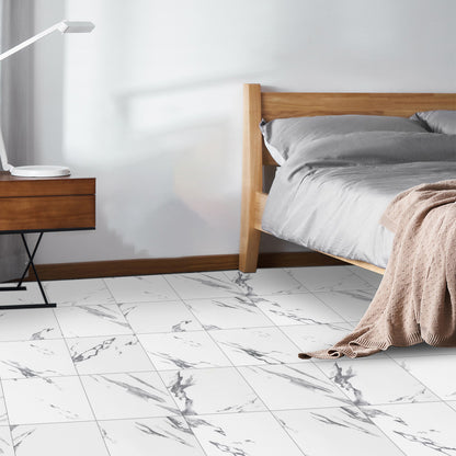 UMIGGEE White Marble Peel and Stick Floor Tile Vinyl Flooring 12-in x 12-in Upgrade Thickness for Kitchen Living Room Bedroom Home Decor 10Pcs/Pack (10 Sq. ft./Pack)
