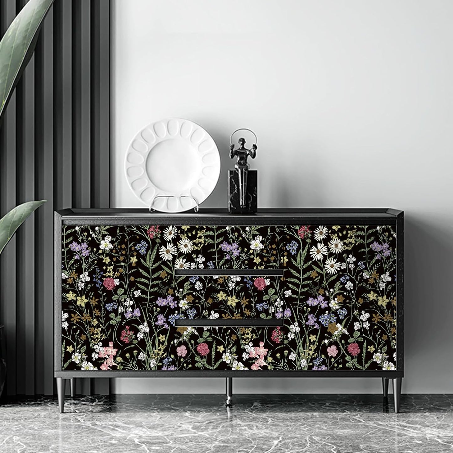 Abyssaly 17.7" x 393" Peel and Stick Wallpaper Self Adhesive Removable Waterproof Flower Wallpaperfor Bedroom Living Room