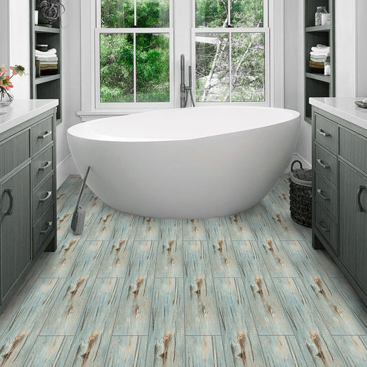 Abyssaly 40 Pcs Wood Vinyl Flooring Tile Peel and Stick Floor Tile 35.8 x 5.9 In Self Adhesive Bathroom Floor Tiles Waterproof Thick Removable Flooring Tiles