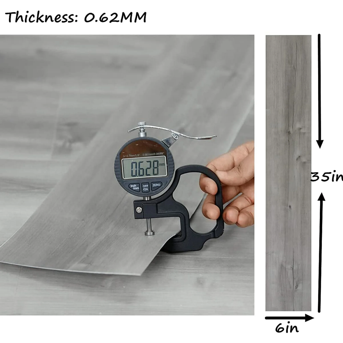 Lxcreat 20 PCS Peel and Stick Floor Tile, 35in×6in, Natural Grey Wood Grain Look, Self Adhesive and Waterproof for Transfer Bathroom, Kitchen, Living Room