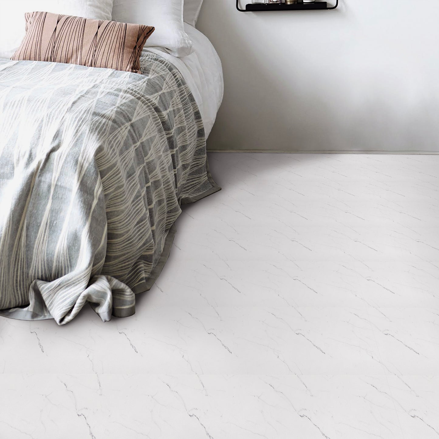 UMIGGEE White Marble Peel and Stick Floor Tile Self Adhesive Vinyl Flooring 12-in x 118-in x1.0mm For Kitchen Living Room Bedroom Home Decoration (9.8 Sq. ft./Pack)
