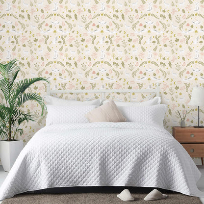 Abyssaly Beige Floral Wallpaper Peel and Stick Wallpaper 17.3"×118" Self-Adhesive Removable Contact Paper Vinyl Wall Paper for Bedroom Cupboard Door Shelfves