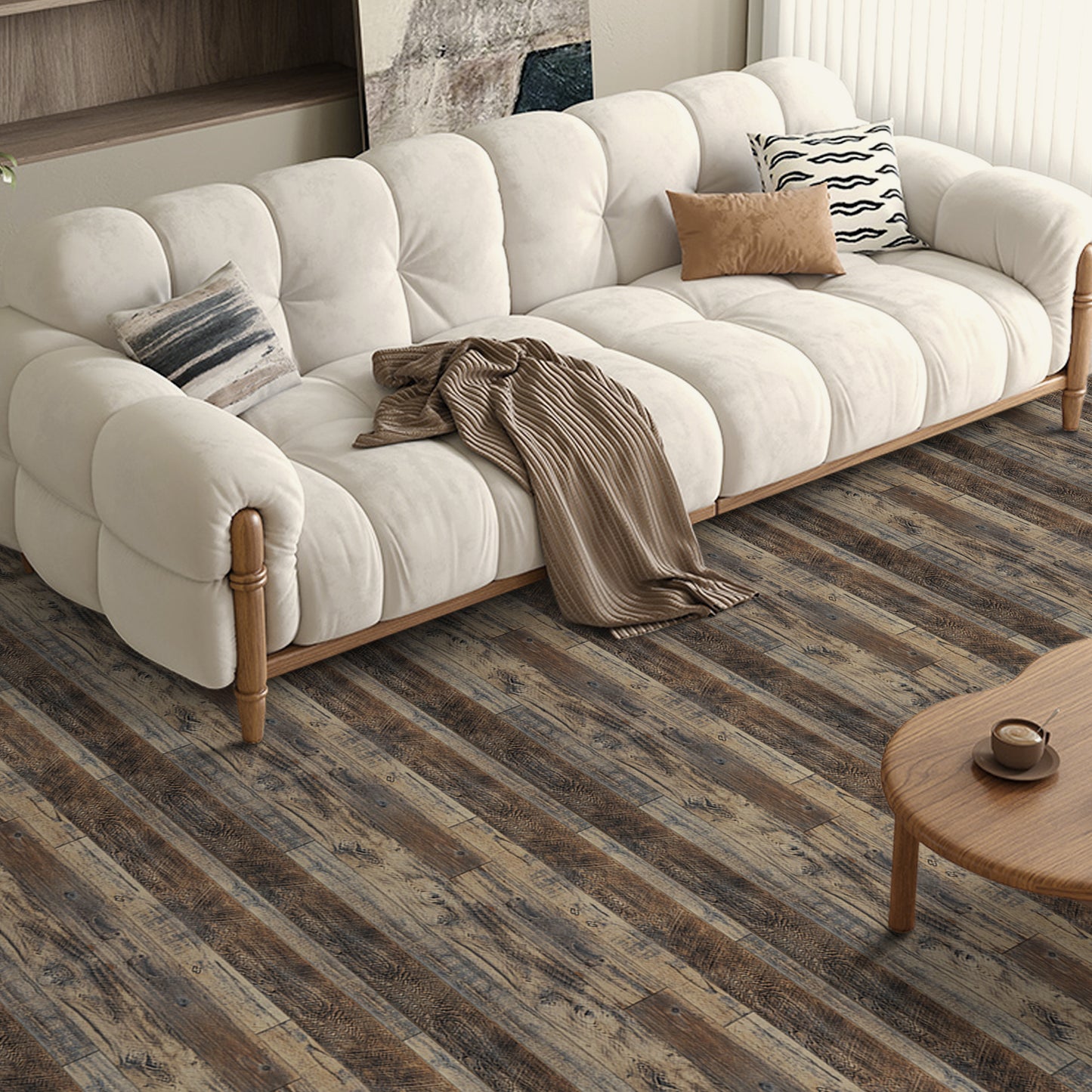 UMIGGEE 15.7-in x 236-in/ 25.7 Sq.Ft Wood Grain Peel and Stick Vinyl Flooring Roll, Self-Adhesive Vinyl Wood Grain Floor ,Versatile Design for Any Space Easy DIY Install Home Decor