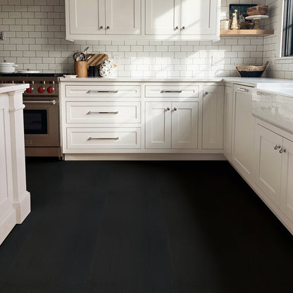 UMIGGEE Black Wood Grain Peel and Stick Floor Tiles – 15.7-in x 118-in Wood Floor Contact Paper Versatile Design for Any Space Self Adhesive Vinyl Flooring Non-Slip Features