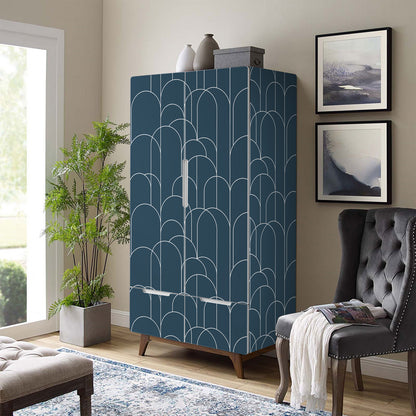 Abyssaly Peel and Stick Wallpaper Geometric Wallpaper 17.7" x 118" Self-Adhesive Wallpaper Removable Wallpaper for Home Decoration and Furniture Renovation Blue Wallpaper