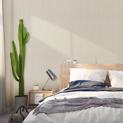 Abyssaly 17.7" x 275.5" Beige/Silver Grasscloth Peel and Stick Wallpaper Texture Wallpaper Linen Self-Adhesive Removable Vinyl Film Solid Color Wallcovering Wall Paper for Furniture Wall Dorm