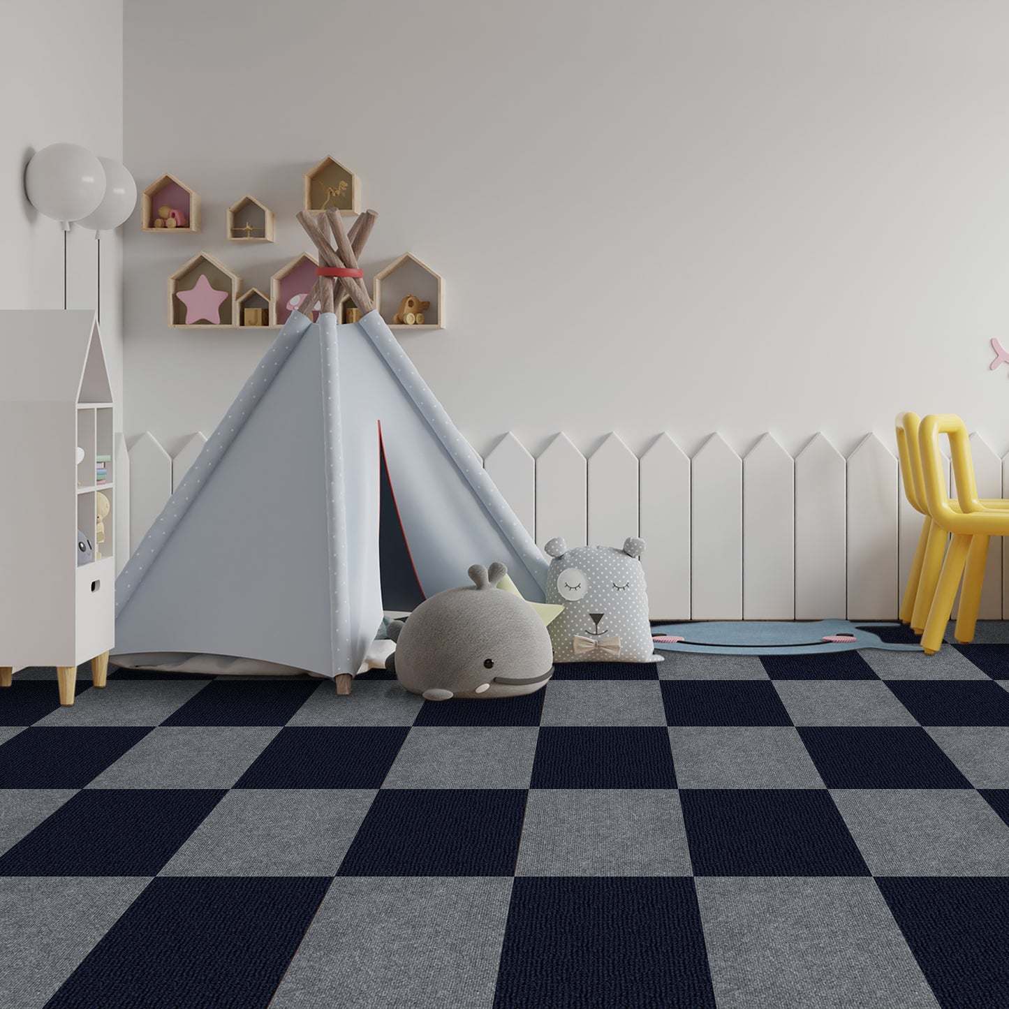 UMIGGEE Peel and Stick Carpet Tiles 12" x 12" Navy Blue Self-Adhesive Square Soft Carpet Floor Tiles Carpet Easy Install DIY Floor Tiles for Kids Room Bedroom Dining Room 10-pcs (10 sq. ft./Box)