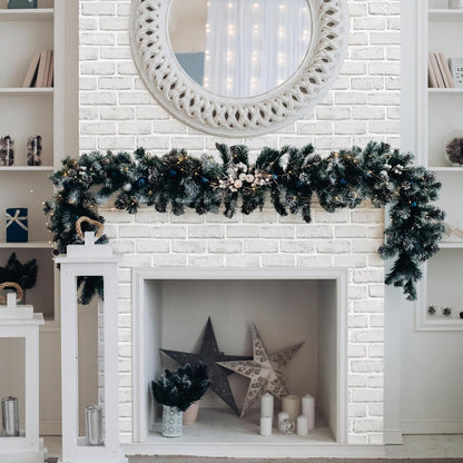 Abyssaly 17.7" x 393.7" Brick Wallpaper Peel and Stick Grey/White Removable Wall Paper Shelf Paper Self Adhesive Brick Wallpaper Peel and Stick Fireplace Decoration Wallpaper