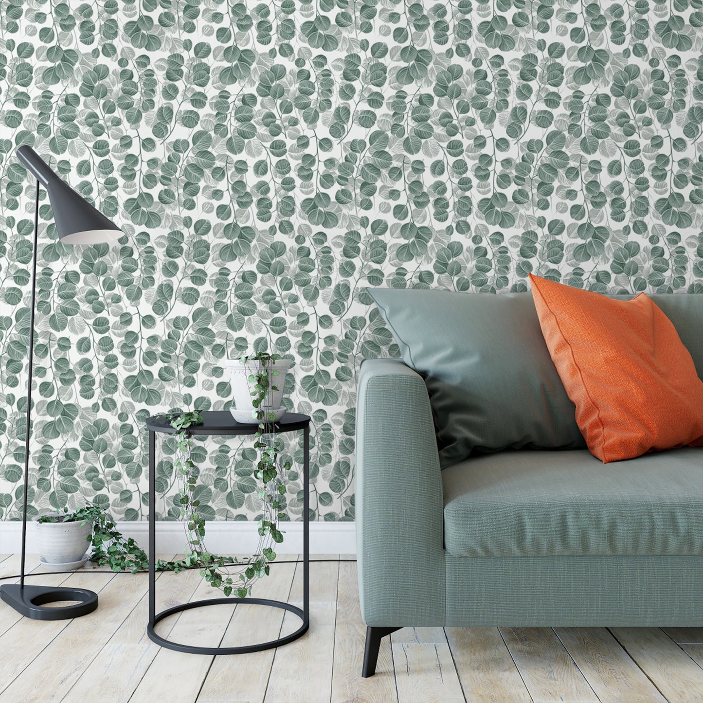 Abyssaly Peel and Stick Wallpaper Green Leaf Wallpaper 17.7" x 118"Self-adhesive Removable Floral Contact Paper for Cabinets Bedroom Living Room Decorative Wall