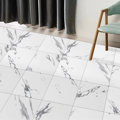 UMIGGEE White Marble Peel and Stick Floor Tile Vinyl Flooring 12-in x 12-in Upgrade Thickness for Kitchen Living Room Bedroom Home Decor 10Pcs/Pack (10 Sq. ft./Pack)
