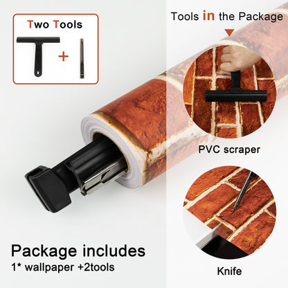 Abyssaly Red Brick Wallpaper Peel and Stick Wallpaper 17.7" x 118" Self Adhesive Removable Vinyl Contact Paper for Bedroom Living Room (Industrial Style)