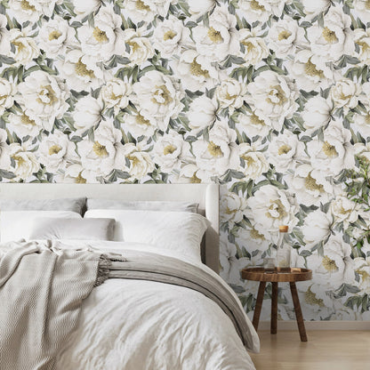 Abyssaly Beige Floral Contact Wallpaper 17.7 in x 236 in Peel and Stick Wallpaper Self-adhesive Removable Wall Paper for Home Decor Bedroom Livingroom Kitchen Wall Fabric and Furniture Renovation