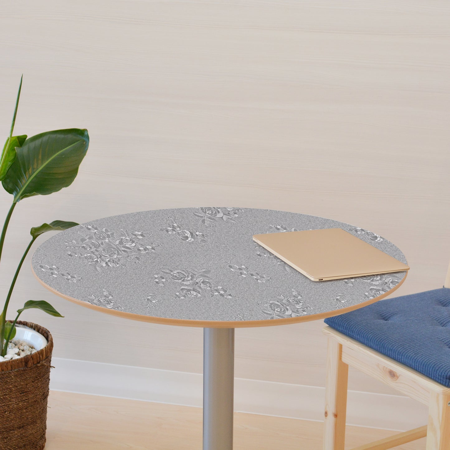 Abyssaly Silver 17.7" x 236" Peel and Stick Wallpaper Self Adhesive Wallpaper Removable Wallpaper Damask Textured Wall Paper Home Decoration