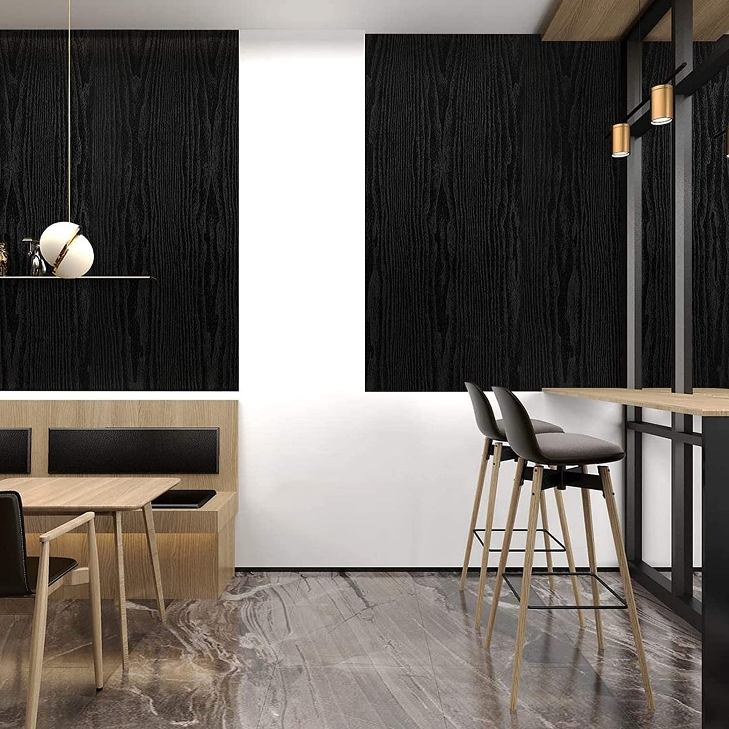 Abyssaly Wood Peel and Stick Wallpaper 15.7" x 118"Black Wood Self-Adhesive & Removable Wallpaper for Countertop Furniture Kitchen Wall