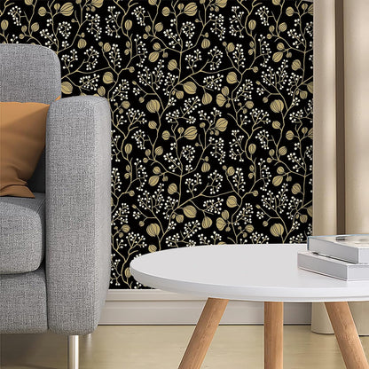 Abyssaly Peel and Stick Wallpaper Black Garden Removable Wallpaper, 17.7" x 118"