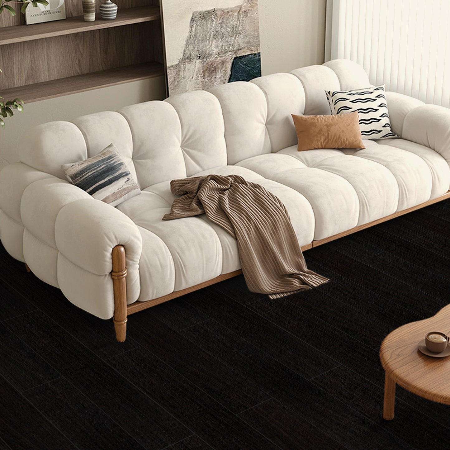 UMIGGEE Brown Peel Stick Flooring 35-in x 5.7-in x 1.0mm 10-Pcs Vinyl Flooring Wood Grain Floor Tiles Easy to Install for Bathroom Kitchen Living Room Home Decor