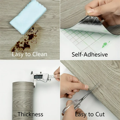 Lxcreat Vinyl Flooring Peel and Stick Roll 15.7-in x 118-in Self Adhesive Vinyl Floor Wood Plank Flooring Wood Grain Floor