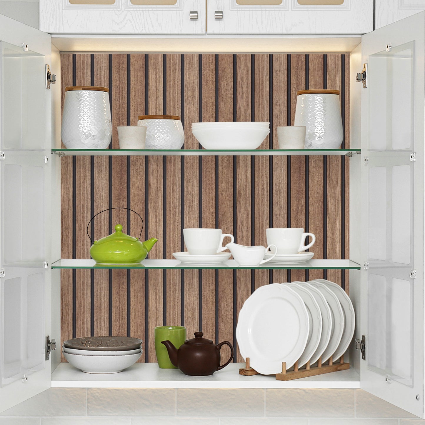 Abyssaly Wood Wallpaper Peel and Stick Wallpaper 17.7" x 118" Wood Stripe Self-adhesive Removable Contact Paper for Kitchen Bedroom Home Decor