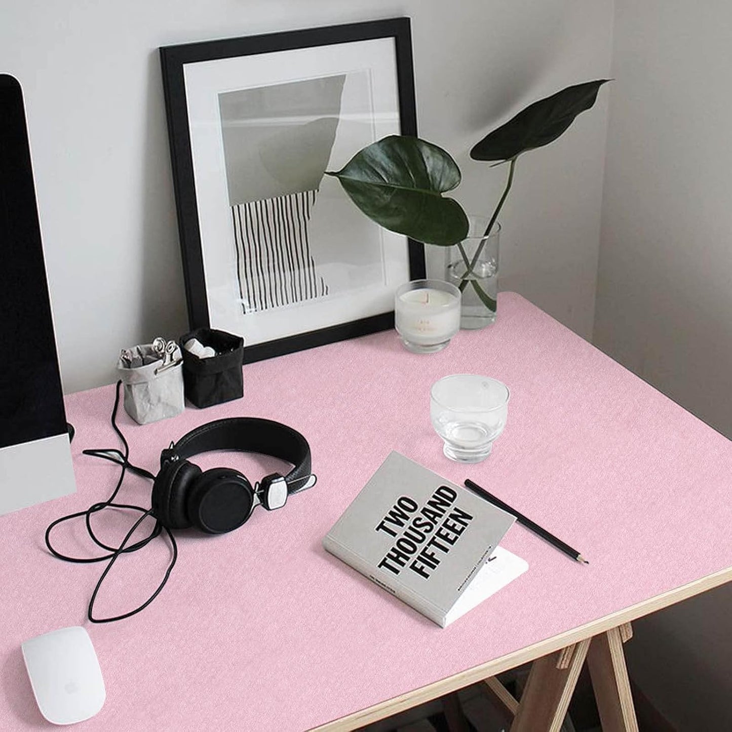 Abyssaly Pink Peel and Stick Wallpaper 15.7" x 118" Self Adhesive Removable Wallpaper Silk Embossed Vinyl Film for Nursery Bedroom Living Room Countertop