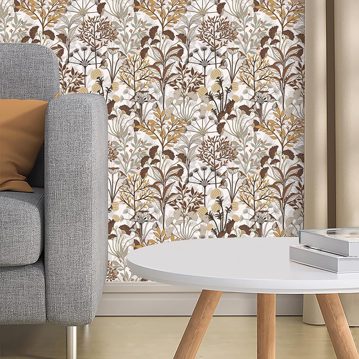 Abyssaly Floral Peel and Stick Wallpaper Removable Leaves Wallpaper 17.7"×118" Self-Adhesive Wall Paper Vinly Waterproof