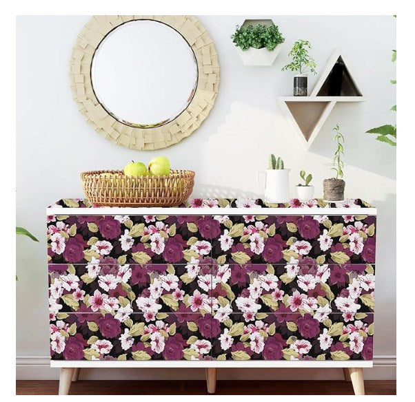 Abyssaly Floral Wallpaper 17.7" x 118" Peel and Stick Wallpaper Self-adhesive Removable Contact Paper Vintage Wallpaper