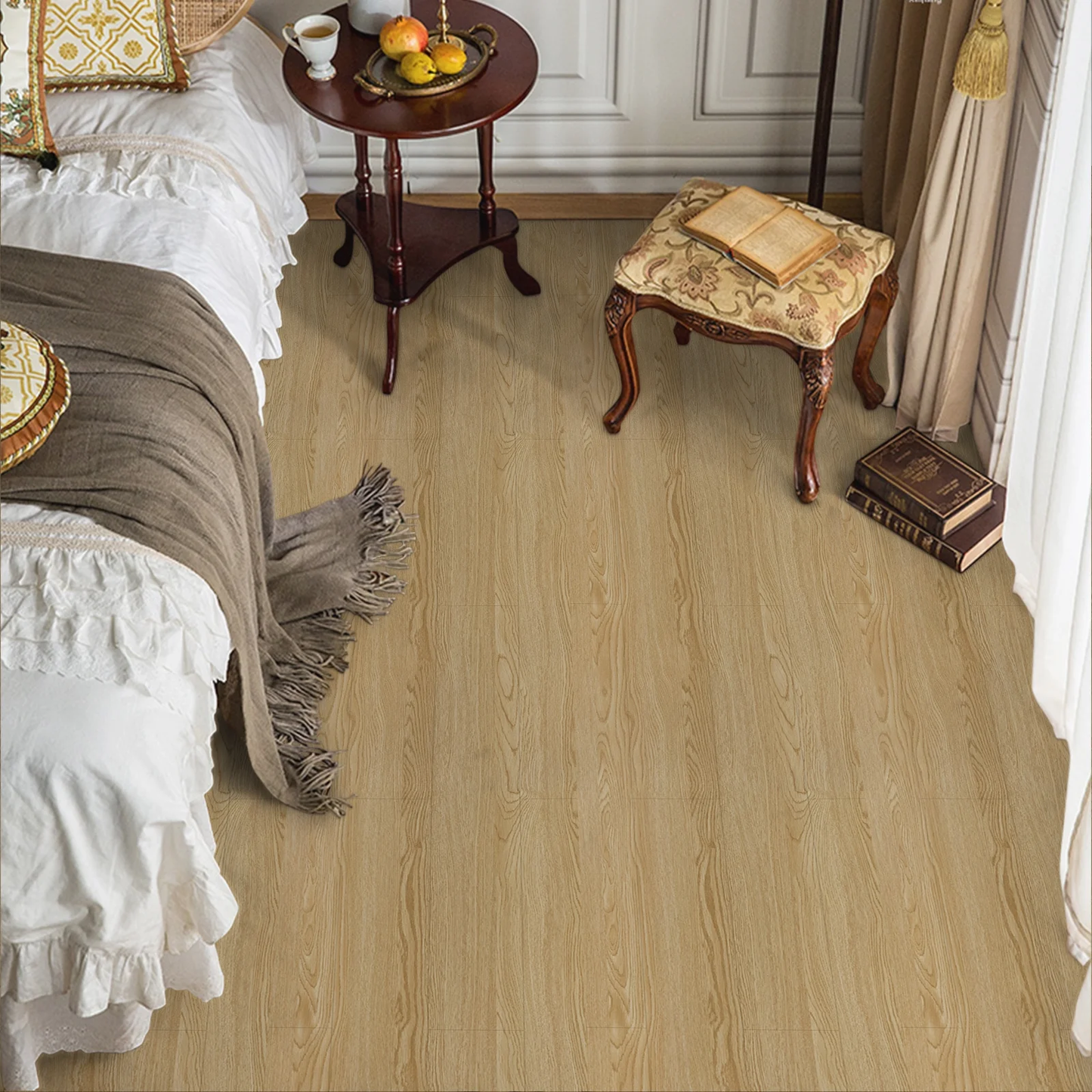 Lxcreat 196-in x 23-in Peel and Stick Vinyl Flooring Roll Thicken Self Adhesive Vinyl Floor Tiles Wood Flooring, Brown