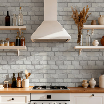 UMIGGEE 17.3-in x 118-in Dark Grey Brick Wallpaper Peel and Stick Textured Faux Brick Wallpaper Self Adhesive Removable Decorative Contact Paper Backsplash Wall Paper Shelf Drawer Liner Vinyl Film