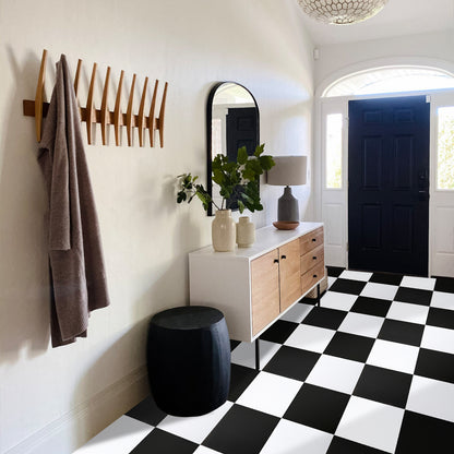 UMIGGEE Black and White Vinyl Flooring 12"x12" (10Pcs/Pack) Peel and Stick Floor Tile/Coverings Easy to Install for Kitchen Living Room (10 sq. ft./Pack, 5 Black and 5 White)