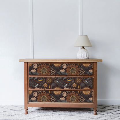 Abyssaly 17.7" x 393.7" Floral Peel and Stick Wallpaper Boho Retro Wall Decor Bathroom Removable Mural Wall Paper