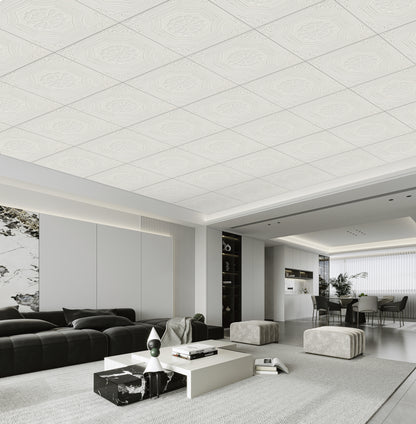 Abyssaly 13.7" x 13.7" ,16 Pcs, Peel and Stick Ceiling Tile, Self-Adhesive Texture Ceiling tiles for Living Room, Kitchen, Bathroom