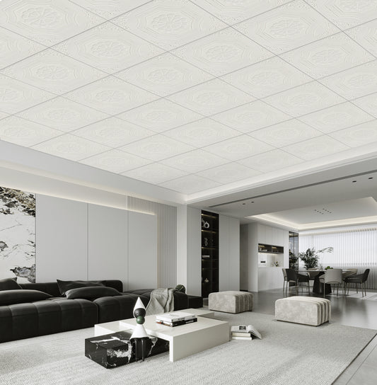 Abyssaly 13.7" x 13.7" ,16 Pcs, Peel and Stick Ceiling Tile, Self-Adhesive Texture Ceiling tiles for Living Room, Kitchen, Bathroom