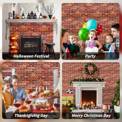 Abyssaly Red Brick Wallpaper Peel and Stick Wallpaper 17.7" x 118" Self Adhesive Removable Vinyl Contact Paper for Bedroom Living Room (Industrial Style)