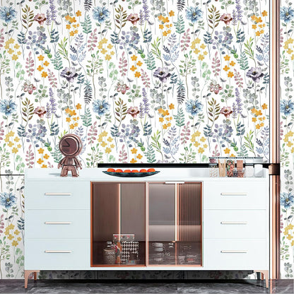 UMIGGEE Floral Wallpaper Peel and Stick Floral White Wall Wallpaper Self Adhesive Flower Wallpaper Contact Paper 17.7-in x 118-in Home Decor Wall Covering Old Furniture Renovation