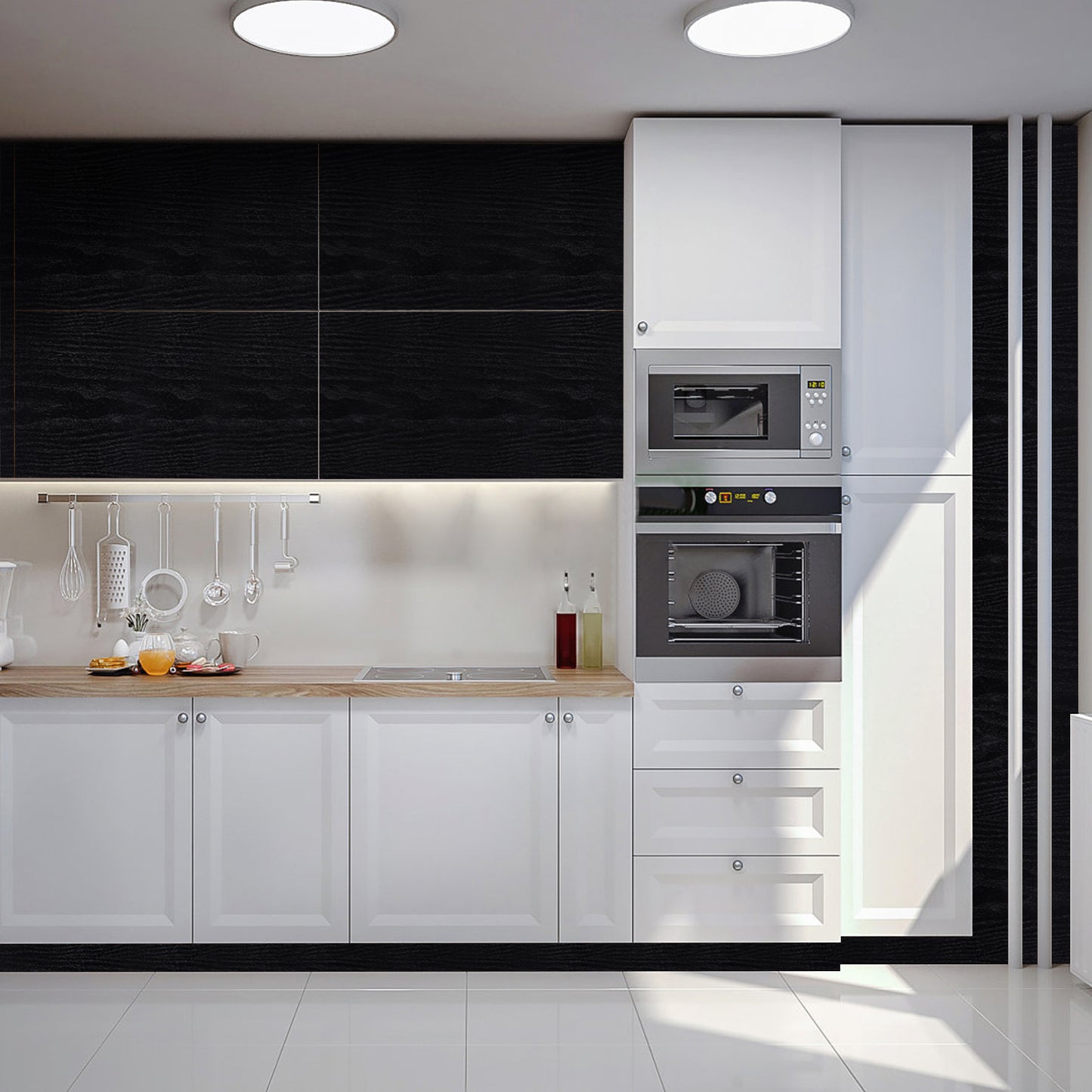 Meiban Black Wood Peel and Stick Wallpaper 15.74" x 118" Wood Grain Contact Paper Removable Self-Adhesive Wall Paper Film for Furniture Decoration