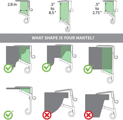 Lxcreat Fireplace Stocking and Garland Hanger, Paeose Garland Holder for Mantle, Adjustable 2 in 1 Double Mantel Hangers for Front Door, Christmas Stocking Holder for Home Decoration (Gold-6pcs)