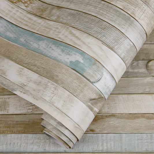 Abyssaly 17.7" x 236" 3D Blue Wood Peel and Stick Wallpaper Rustic Wood Contact Paper Faux Wood Grain Contact Paper Self Adhesive Removable Film Vintage Wall Covering Decorative