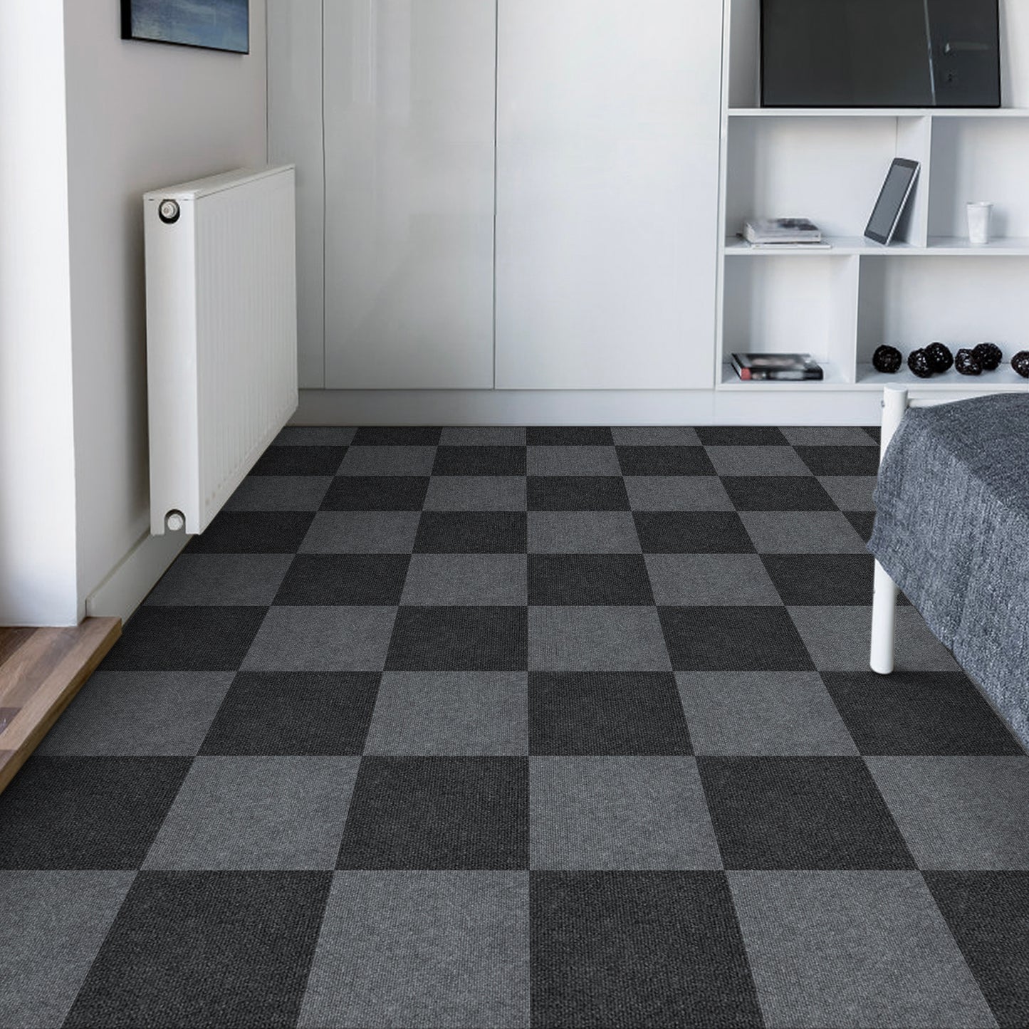 UMIGGEE Gray Floor Tiles Carpet Tiles 11.8-in x 11.8-in 35-pcs Light Grey Self-Adhesive Carpet Peel and Stick Gray Carpet Tile for Kids Bedroom Dining Room Easy Install DIY
