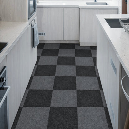 UMIGGEE Gray Floor Tiles Carpet Tiles 11.8-in x 11.8-in 35-pcs Light Grey Self-Adhesive Carpet Peel and Stick Gray Carpet Tile for Kids Bedroom Dining Room Easy Install DIY