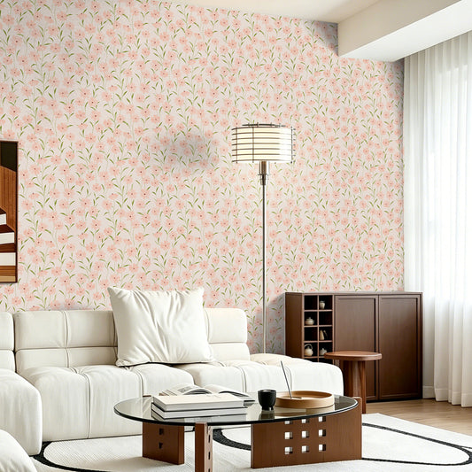 Abyssaly Floral Peel and Stick Wallpaper, 17.3" x 118.1" Pink, Removable Self-Adhesive Vinyl Wall Paper for Home and Room Decoration