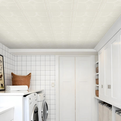 Abyssaly 13.7" x 13.7" Peel and Stick Ceiling Tile, 16 Pcs, Self-Adhesive Foam Texture Tiles for Living Room, Kitchen, Bathroom