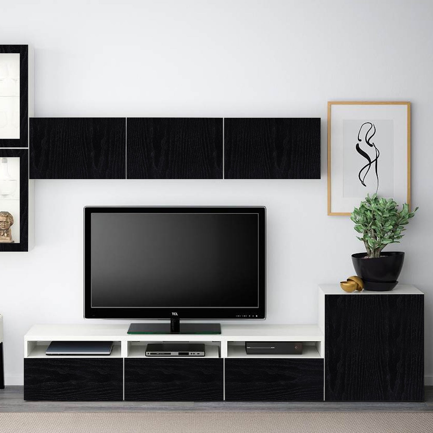 Meiban Black Wood Peel and Stick Wallpaper 15.74" x 118" Wood Grain Contact Paper Removable Self-Adhesive Wall Paper Film for Furniture Decoration