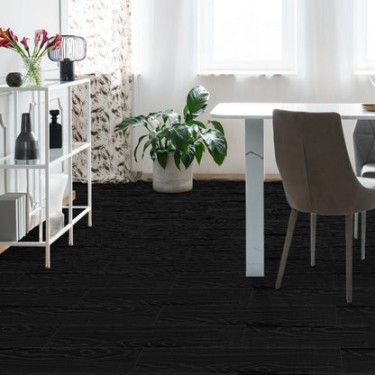 UMIGGEE Black Peel and Stick Vinyl Flooring Roll 15.7-in x 118-in/12.8 Sq.Ft Thicken Self-Adhesive Vinyl Wood Grain Floor Wear-Resistant Easy DIY Install Home Decor
